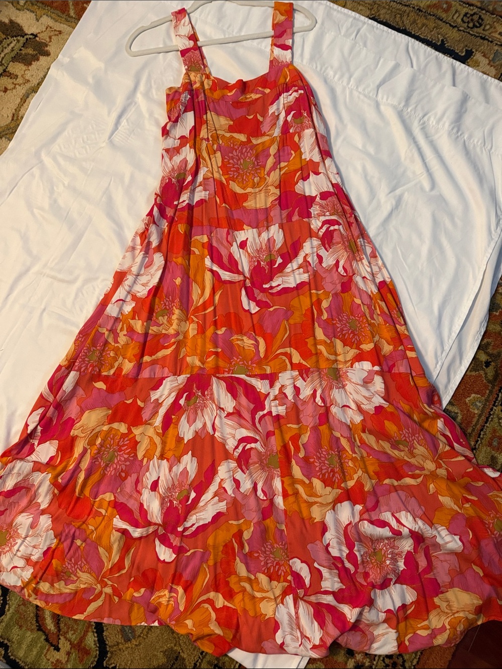 1.STATE Pink, Orange & White Floral Maxi Sundress